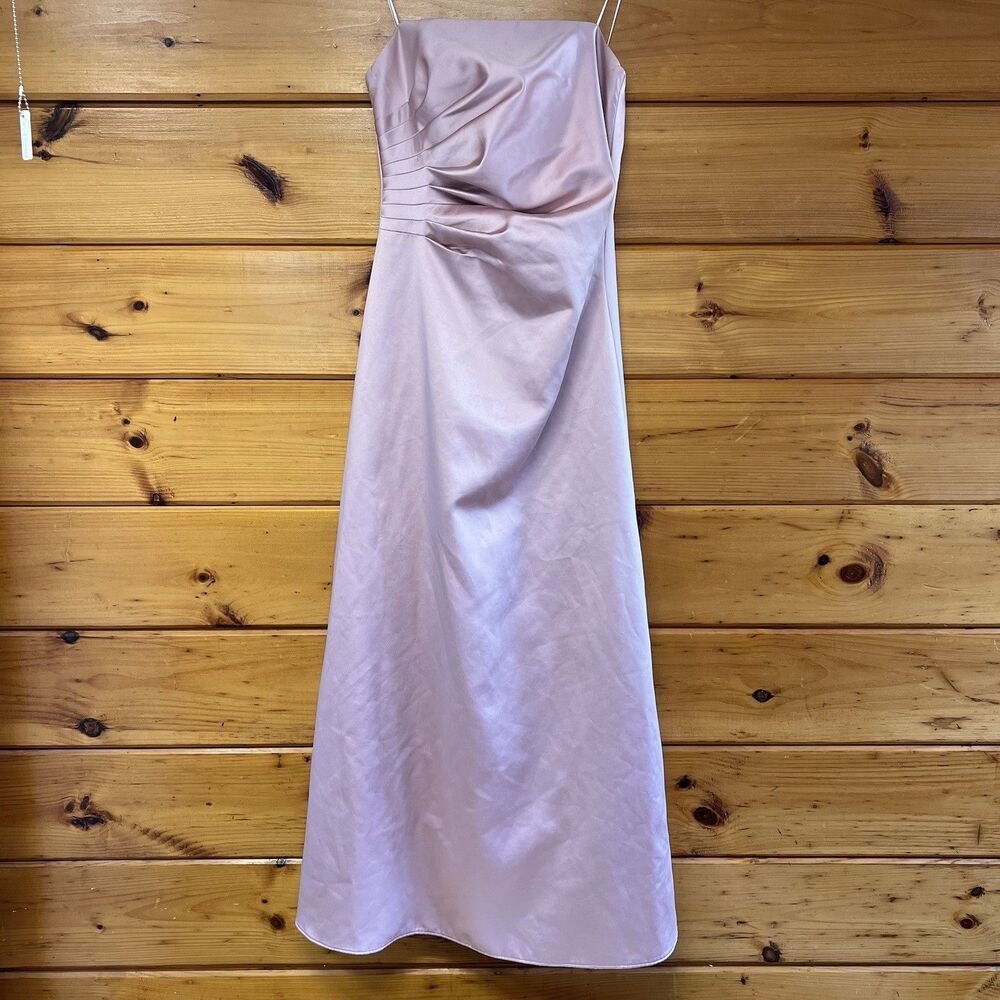 ABS by Allen Schwartz Sleeveless Satin Pink lined Maxi Evening Gown 6